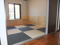 和室の畳も市松模様に配置しているのでリビングとの統一感出ています。